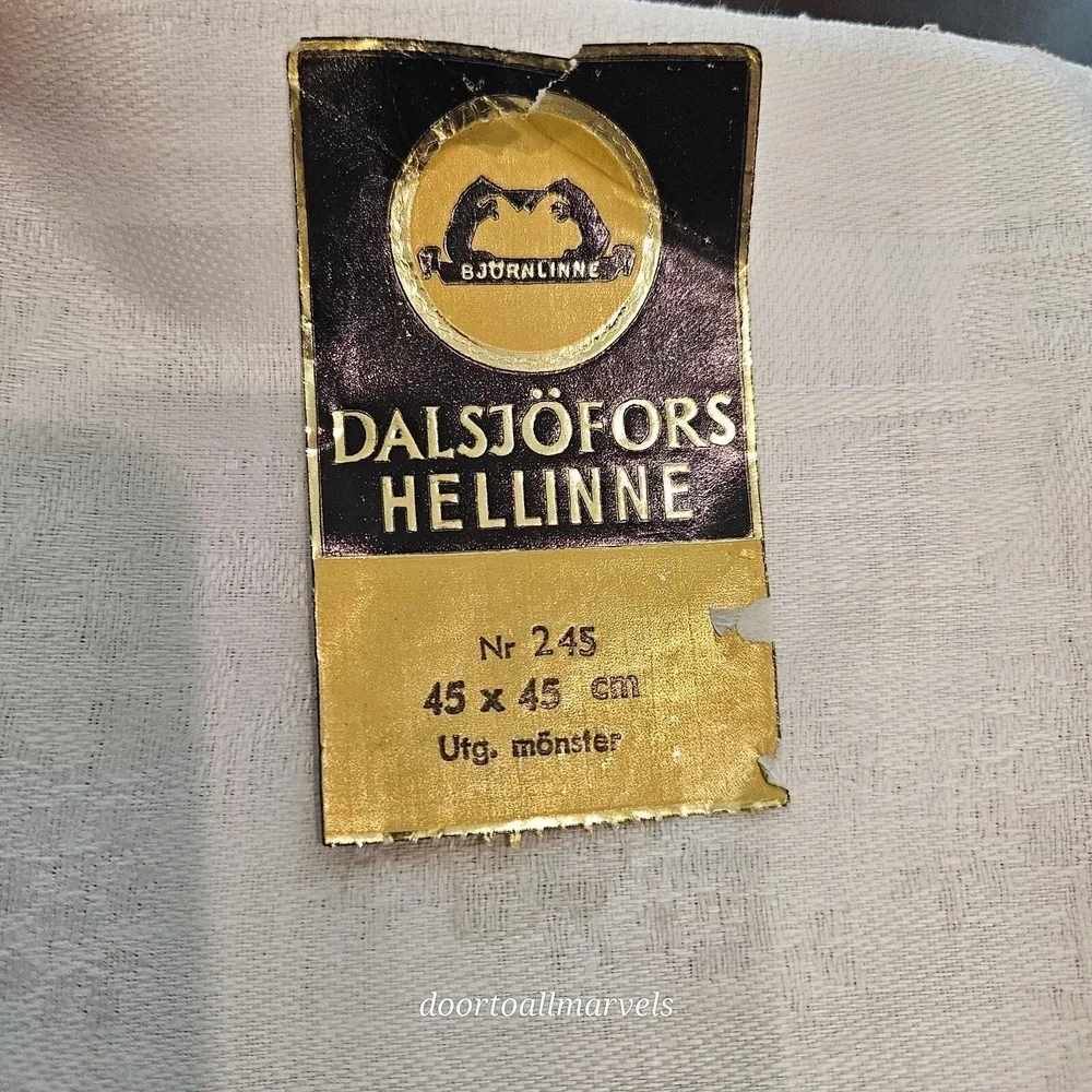 VTG Sweden Woven Pure Linen Damask Uncut Napkin Cloth (9) Bjornlinne Dalsjofors